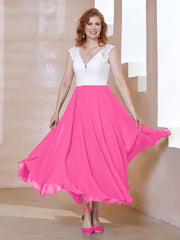 Robe en Mousseline Longueur de Mollet à Col en V avec Poches Azalée Grande Taille
