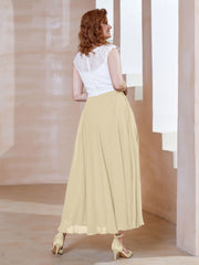 Robe en Mousseline Longueur de Mollet à Col en V avec Poches Champagne