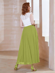 Robe en Mousseline Longueur de Mollet à Col en V avec Poches Trèfle Grande Taille