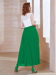 Robe en Mousseline Longueur de Mollet à Col en V avec Poches Emeraude