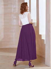 Robe en Mousseline Longueur de Mollet à Col en V avec Poches Raisin Grande Taille
