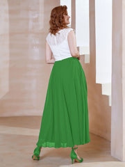 Robe en Mousseline Longueur de Mollet à Col en V avec Poches Vert Grande Taille