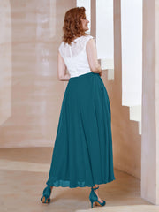 Robe en Mousseline Longueur de Mollet à Col en V avec Poches Bleu Encre Grande Taille