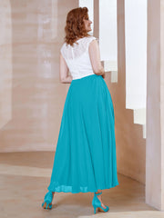 Robe en Mousseline Longueur de Mollet à Col en V avec Poches Jade Grande Taille