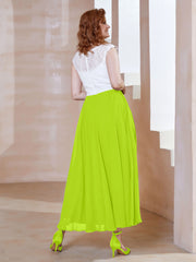 Robe en Mousseline Longueur de Mollet à Col en V avec Poches Vert Citron