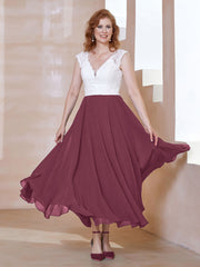 Robe en Mousseline Longueur de Mollet à Col en V avec Poches Mûre Grande Taille