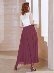 Robe en Mousseline Longueur de Mollet à Col en V avec Poches Mûre Grande Taille