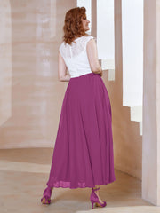 Robe en Mousseline Longueur de Mollet à Col en V avec Poches Orchidee