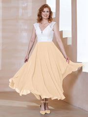 Robe en Mousseline Longueur de Mollet à Col en V avec Poches Pêche Grande Taille
