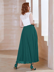 Robe en Mousseline Longueur de Mollet à Col en V avec Poches Paon