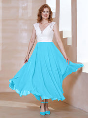 Robe en Mousseline Longueur de Mollet à Col en V avec Poches Piscine