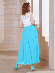 Robe en Mousseline Longueur de Mollet à Col en V avec Poches Piscine Grande Taille