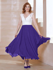 Robe en Mousseline Longueur de Mollet à Col en V avec Poches Régence