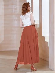 Robe en Mousseline Longueur de Mollet à Col en V avec Poches Rouille Grande Taille