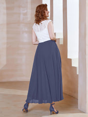 Robe en Mousseline Longueur de Mollet à Col en V avec Poches Orageux