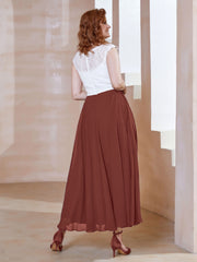 Robe en Mousseline Longueur de Mollet à Col en V avec Poches Terracotta Grande Taille