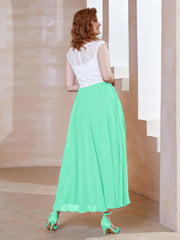 Robe en Mousseline Longueur de Mollet à Col en V avec Poches Turquoise