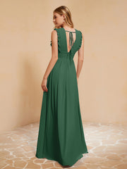 Maxi Robe Sans Manches avec Décolleté en V Plongeant Vert Foncé