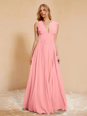 Maxi Robe Sans Manches avec Décolleté en V Plongeant Flamant
