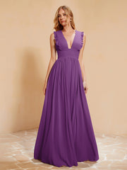 Maxi Robe Sans Manches avec Décolleté en V Plongeant Raisin
