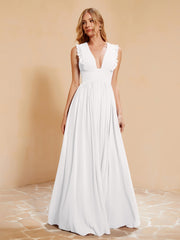 Maxi Robe Sans Manches avec Décolleté en V Plongeant Ivoire