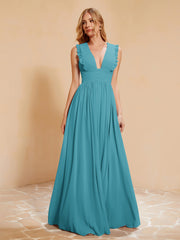 Maxi Robe Sans Manches avec Décolleté en V Plongeant Jade
