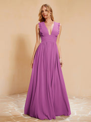 Maxi Robe Sans Manches avec Décolleté en V Plongeant Orchidee