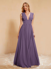 Maxi Robe Sans Manches avec Décolleté en V Plongeant Plum