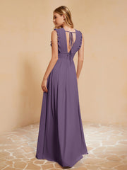 Maxi Robe Sans Manches avec Décolleté en V Plongeant Plum