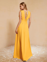 Maxi Robe Sans Manches avec Décolleté en V Plongeant Mandarine