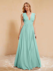 Maxi Robe Sans Manches avec Décolleté en V Plongeant Turquoise