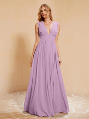 Maxi Robe Sans Manches avec Décolleté en V Plongeant Glycine
