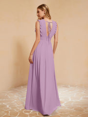 Maxi Robe Sans Manches avec Décolleté en V Plongeant Glycine