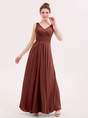 Robes Demoiselle d'honneure Longue avec Bustier Plissé terracotta