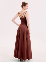 Robes Demoiselle d'honneure Longue avec Bustier Plissé terracotta