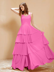 Robe Longue Bohème en Mousseline avec Volants Azalée