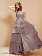 Robe Longue Bohème en Mousseline avec Volants Dusk
