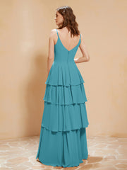 Robe Longue Bohème en Mousseline avec Volants Jade