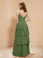 Robe Longue Bohème en Mousseline avec Volants Mousse Grande Taille
