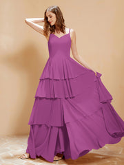 Robe Longue Bohème en Mousseline avec Volants Orchidee Grande Taille