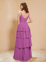 Robe Longue Bohème en Mousseline avec Volants Orchidee Grande Taille