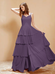 Robe Longue Bohème en Mousseline avec Volants Plum Grande Taille