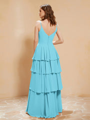 Robe Longue Bohème en Mousseline avec Volants Piscine