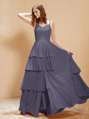 Robe Longue Bohème en Mousseline avec Volants Orageux Grande Taille