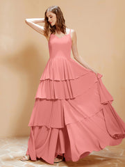 Robe Longue Bohème en Mousseline avec Volants Crépuscule Grande Taille