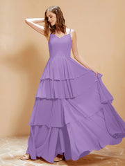 Robe Longue Bohème en Mousseline avec Volants Tahiti