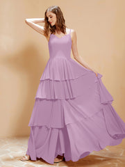 Robe Longue Bohème en Mousseline avec Volants Glycine Grande Taille