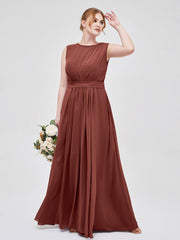 FAUX-Wrap Robe Longue Mousseline avec Ceinture terracotta