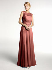 FAUX-Wrap Robe Longue Mousseline avec Ceinture terracotta