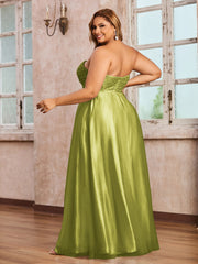 Dentelle et Tulle Longue Robe avec Col en Cœur Trèfle Grande Taille